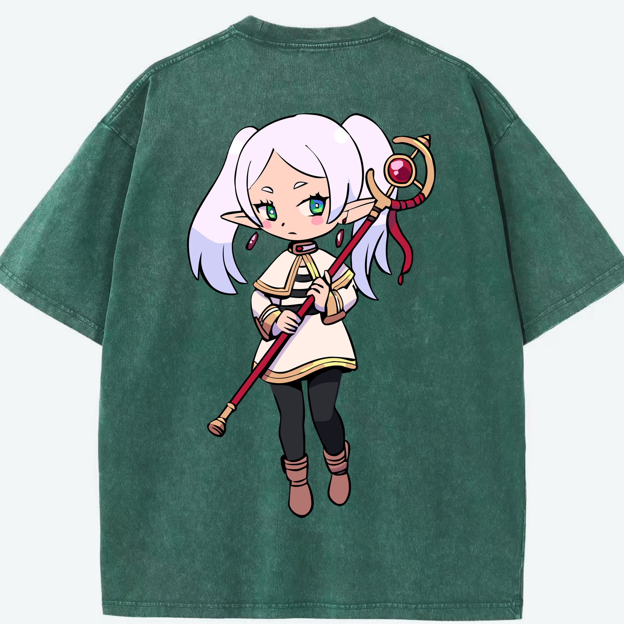 （画像用） 葬送のフリーレン Frieren 綿100% ヴィンテージ風 半袖Tシャツ（背面プリント）